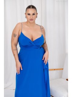   Abigél - mušelínové maxi šaty s preloženým dekoltom, v kráľovskej modrej farbe