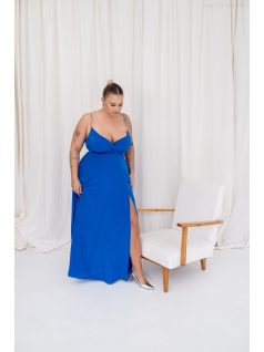   Abigél - mušelínové maxi šaty s preloženým dekoltom, v kráľovskej modrej farbe