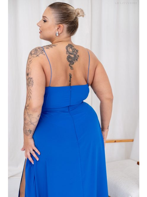 Abigél - mušelínové maxi šaty s preloženým dekoltom, v kráľovskej modrej farbe