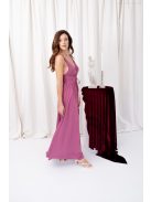 Mira - mušelínové maxi šaty s výstrihom do V a nariasenou gumenou časťou na chrbte,  v rose farbe