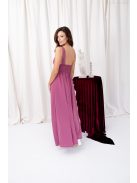 Mira - mušelínové maxi šaty s výstrihom do V a nariasenou gumenou časťou na chrbte,  v rose farbe.