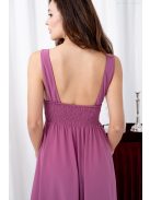 Mira - mušelínové maxi šaty s výstrihom do V a nariasenou gumenou časťou na chrbte,  v rose farbe.