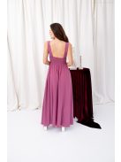 Mira - mušelínové maxi šaty s výstrihom do V a nariasenou gumenou časťou na chrbte,  v rose farbe.