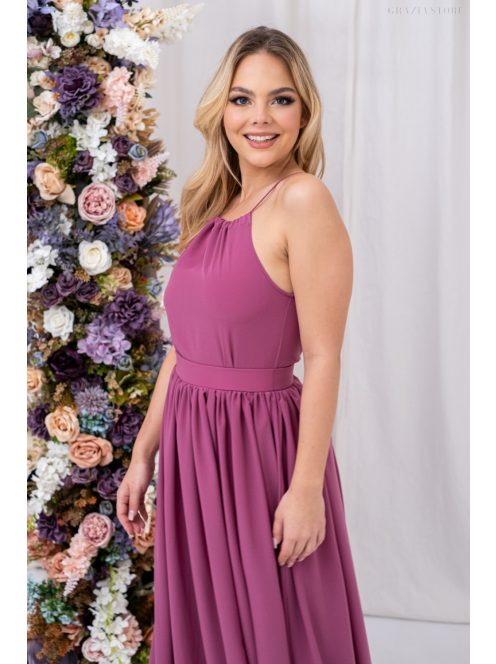 Odett - mušelínové, bezrukávové maxi šaty vpredu-vzadu uzavreté, v rose farbe