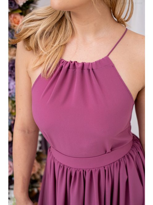 Odett - mušelínové, bezrukávové maxi šaty vpredu-vzadu uzavreté, v rose farbe