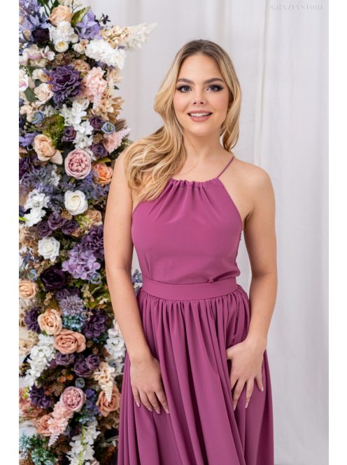 Odett - mušelínové, bezrukávové maxi šaty vpredu-vzadu uzavreté, v rose farbe