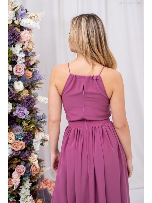 Odett - mušelínové, bezrukávové maxi šaty vpredu-vzadu uzavreté, v rose farbe