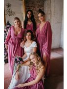 Scarlett - špeciálne, mušelínové maxi šaty s prekríženou látkou na chrbte, v rose farbe