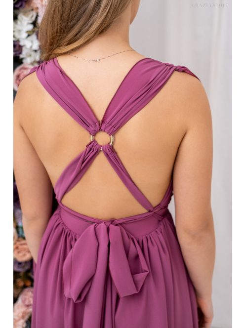 Scarlett - špeciálne, mušelínové maxi šaty s prekríženou látkou na chrbte, v rose farbe