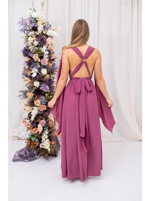 Scarlett - špeciálne, mušelínové maxi šaty s prekríženou látkou na chrbte, v rose farbe