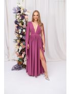 Scarlett - špeciálne, mušelínové maxi šaty s prekríženou látkou na chrbte, v rose farbe