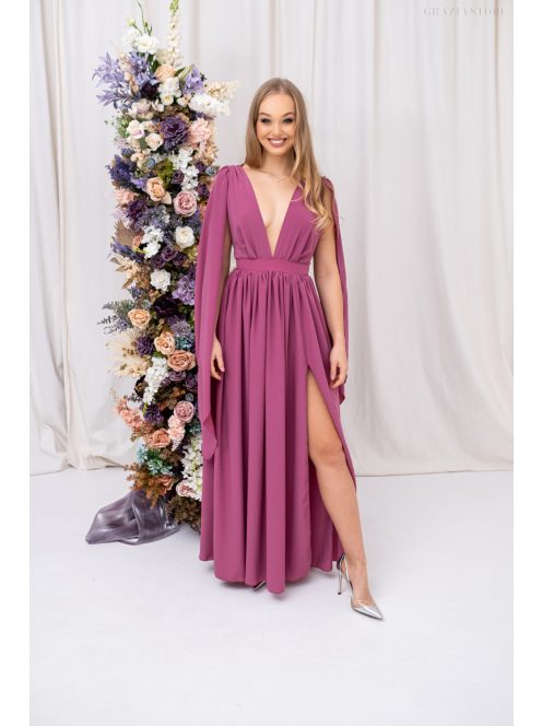 Scarlett - špeciálne, mušelínové maxi šaty s prekríženou látkou na chrbte, v rose farbe