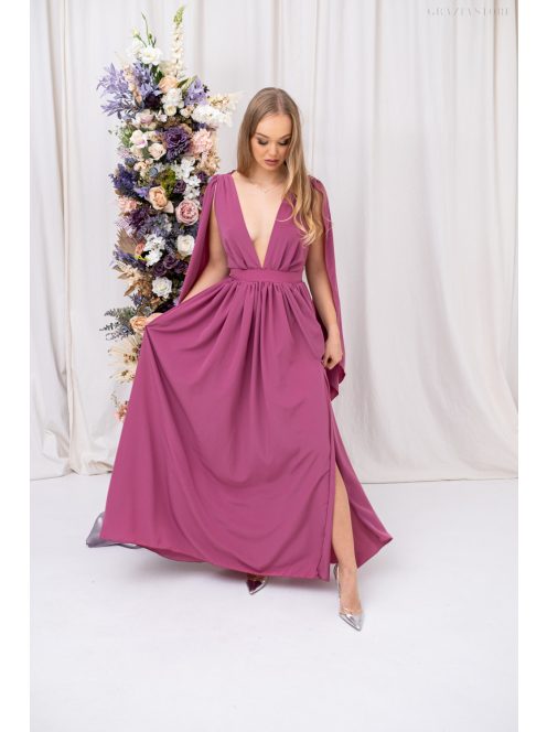 Scarlett - špeciálne, mušelínové maxi šaty s prekríženou látkou na chrbte, v rose farbe