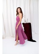 Vanda - mušelínové maxi šaty s nastaviteľnými ramienkami a viazaním v páse,  v rose farbe