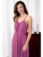 Vanda - mušelínové maxi šaty s nastaviteľnými ramienkami a viazaním v páse,  v rose farbe