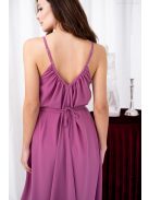 Vanda - mušelínové maxi šaty s nastaviteľnými ramienkami a viazaním v páse,  v rose farbe