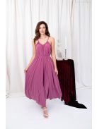 Vanda - mušelínové maxi šaty s nastaviteľnými ramienkami a viazaním v páse,  v rose farbe