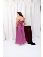 Vanda - mušelínové maxi šaty s nastaviteľnými ramienkami a viazaním v páse,  v rose farbe