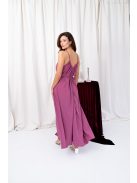Vanda - mušelínové maxi šaty s nastaviteľnými ramienkami a viazaním v páse,  v rose farbe