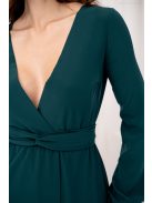 Daisy -  zavinovacie, mušelínové maxi šaty s dlhým rukávom, v tmavozelenej farbe.