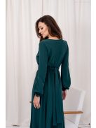 Daisy -  zavinovacie, mušelínové maxi šaty s dlhým rukávom, v tmavozelenej farbe.
