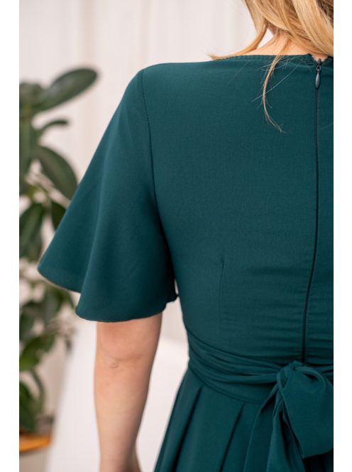 Leila - mušelínové maxi šaty s preloženým topom,  v tmavozelenej farbe