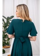 Leila - mušelínové maxi šaty s preloženým topom,  v tmavozelenej farbe