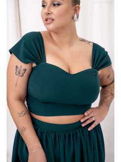 Rebeka - tmavozelený mušelínový crop top