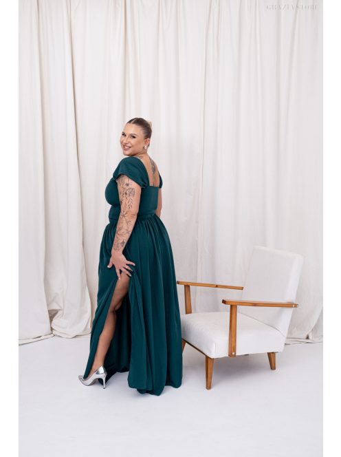 Rebeka - dlhá maxi sukňa z mušelínového materiálu, v tmavozelenej farbe