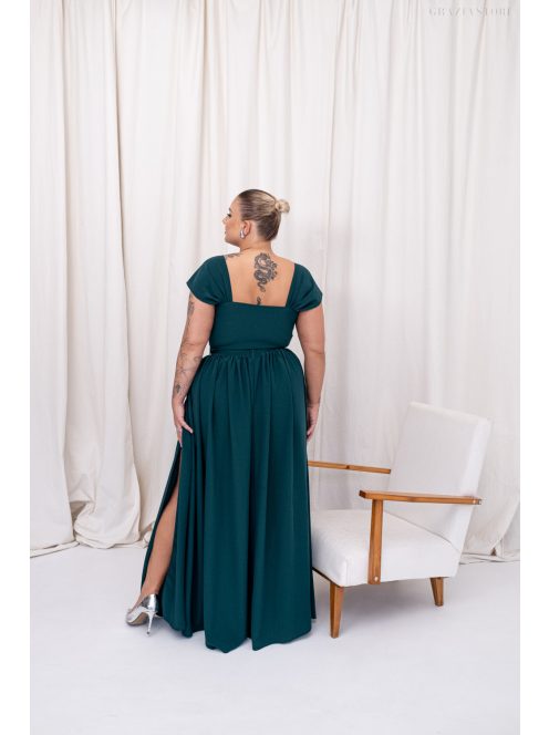 Rebeka - dlhá maxi sukňa z mušelínového materiálu, v tmavozelenej farbe