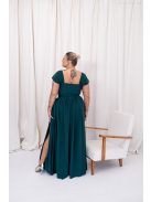 Rebeka - nariasená maxi sukňa z mušelínového materiálu, v tmavozelenej farbe