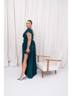   Rebeka - dlhá maxi sukňa z mušelínového materiálu, v tmavozelenej farbe