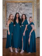 Rebeka - nariasená maxi sukňa z mušelínového materiálu, v tmavozelenej farbe