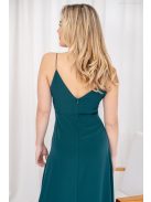 Zelma - mušelínové maxi šaty na špagetových ramienkach s áčkovou sukňou, v tmavozelenej farbe