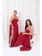 Dália - mušelínové maxi šaty so zaväzovaním na chrbte, v tehlovej farbe