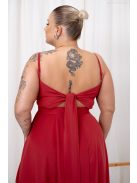 Dália - mušelínové maxi šaty so zaväzovaním na chrbte, v tehlovej farbe