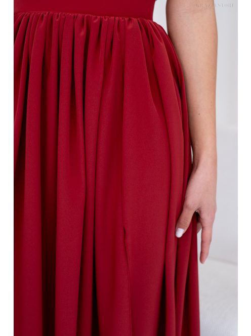 Dalma – mušelínové maxi šaty bez chrbtovej časti, v tehlovej farbe