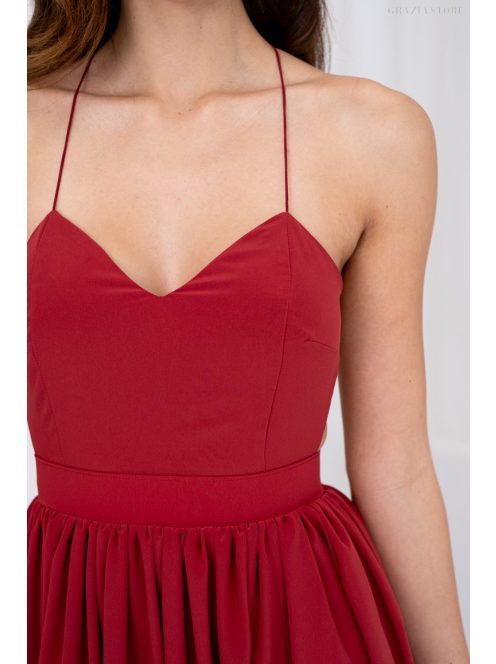 Dalma – mušelínové maxi šaty bez chrbtovej časti, v tehlovej farbe