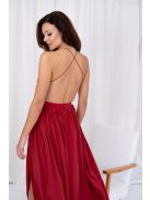 Dalma – mušelínové maxi šaty bez chrbtovej časti, v tehlovej farbe