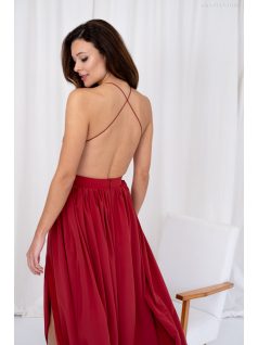   Dalma – mušelínové maxi šaty bez chrbtovej časti, v tehlovej farbe