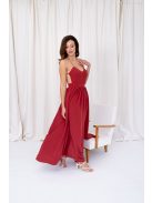 Dalma – mušelínové maxi šaty bez chrbtovej časti, v tehlovej farbe