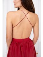 Dalma – mušelínové maxi šaty bez chrbtovej časti, v tehlovej farbe