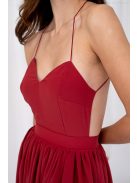 Dalma – mušelínové maxi šaty bez chrbtovej časti, v tehlovej farbe