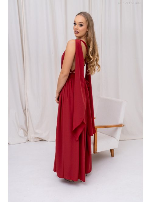 Scarlett - špeciálne mušelínové maxi šaty s prekríženou látkou na chrbte,  v tehlovej farbe