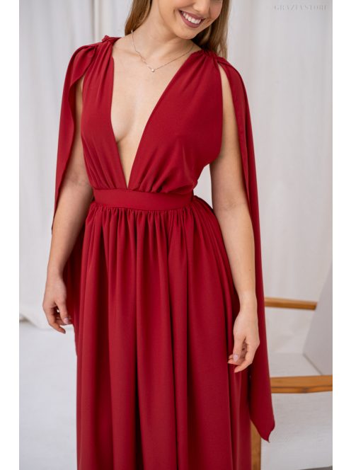 Scarlett - špeciálne mušelínové maxi šaty s prekríženou látkou na chrbte,  v tehlovej farbe