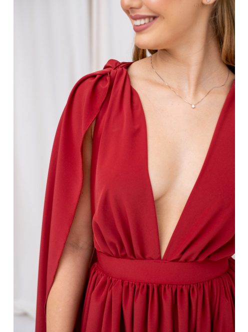 Scarlett - špeciálne mušelínové maxi šaty s prekríženou látkou na chrbte,  v tehlovej farbe