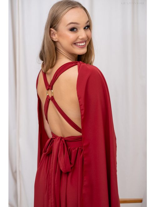 Scarlett - špeciálne mušelínové maxi šaty s prekríženou látkou na chrbte,  v tehlovej farbe