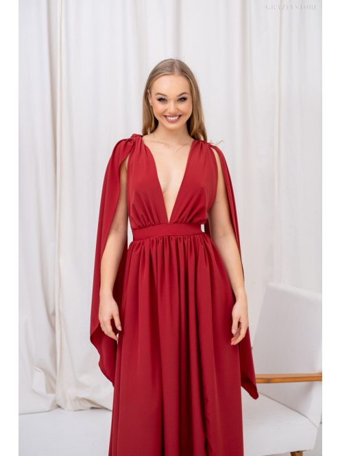 Scarlett - špeciálne mušelínové maxi šaty s prekríženou látkou na chrbte,  v tehlovej farbe