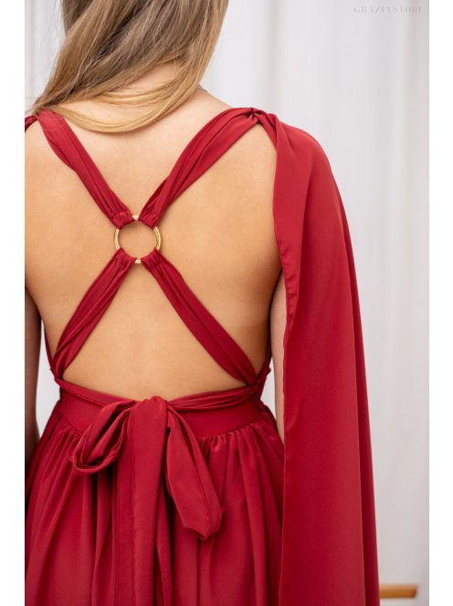 Scarlett - špeciálne mušelínové maxi šaty s prekríženou látkou na chrbte,  v tehlovej farbe