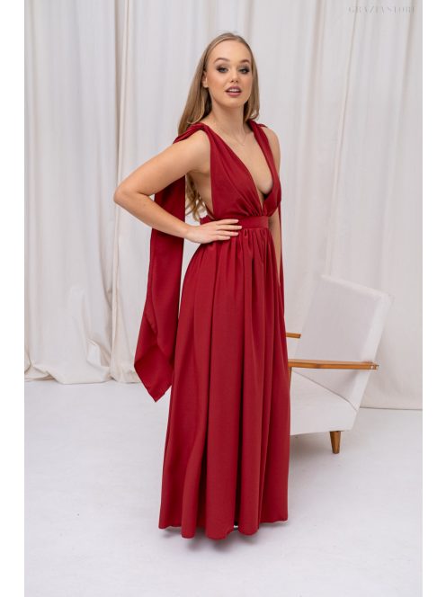 Scarlett - špeciálne mušelínové maxi šaty s prekríženou látkou na chrbte,  v tehlovej farbe